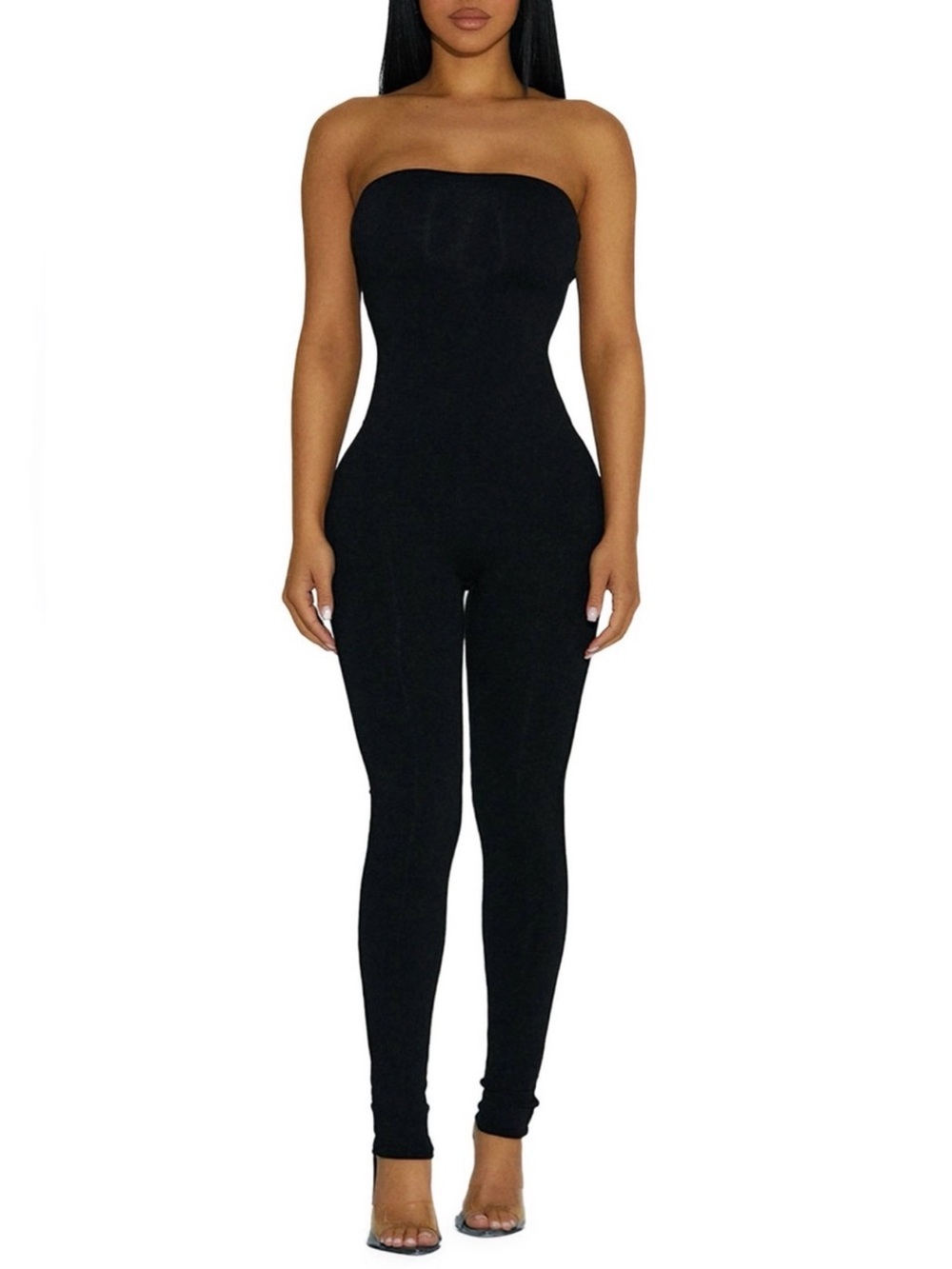 Naked Wardrobe Strapless Black Jumpsuit